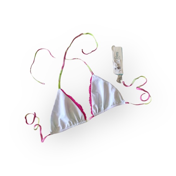 new Beach Bunny ❤︎︎ Panama Animal String Bikini Top ❤︎︎ Pink Green Tie Dye XL - Picture 9 of 13